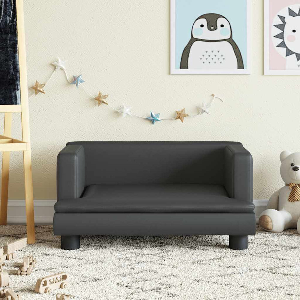vidaXL Kids' Sofa Black 60x40x30 cm Faux Leather