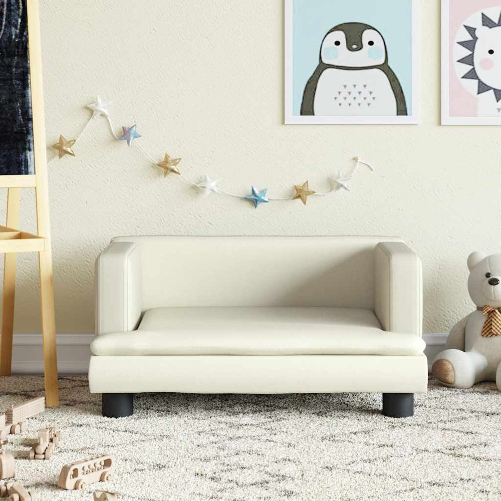 vidaXL Kids' Sofa Cream 60x40x30 cm Faux Leather