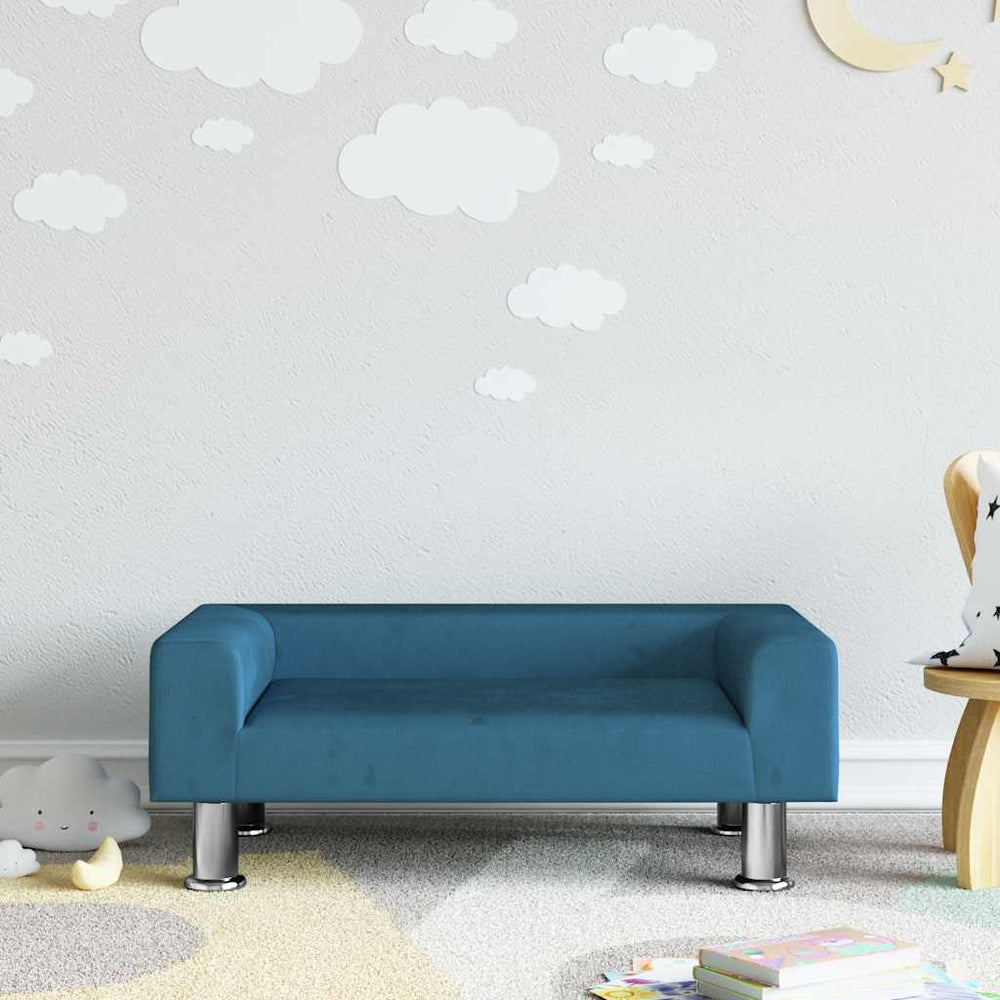 vidaXL Kids Sofa Blue 70x45x26.5 cm Velvet