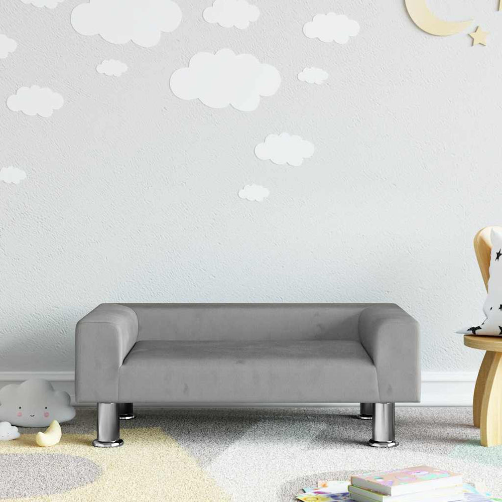 vidaXL Kids Sofa Light Grey 70x45x26.5 cm Velvet
