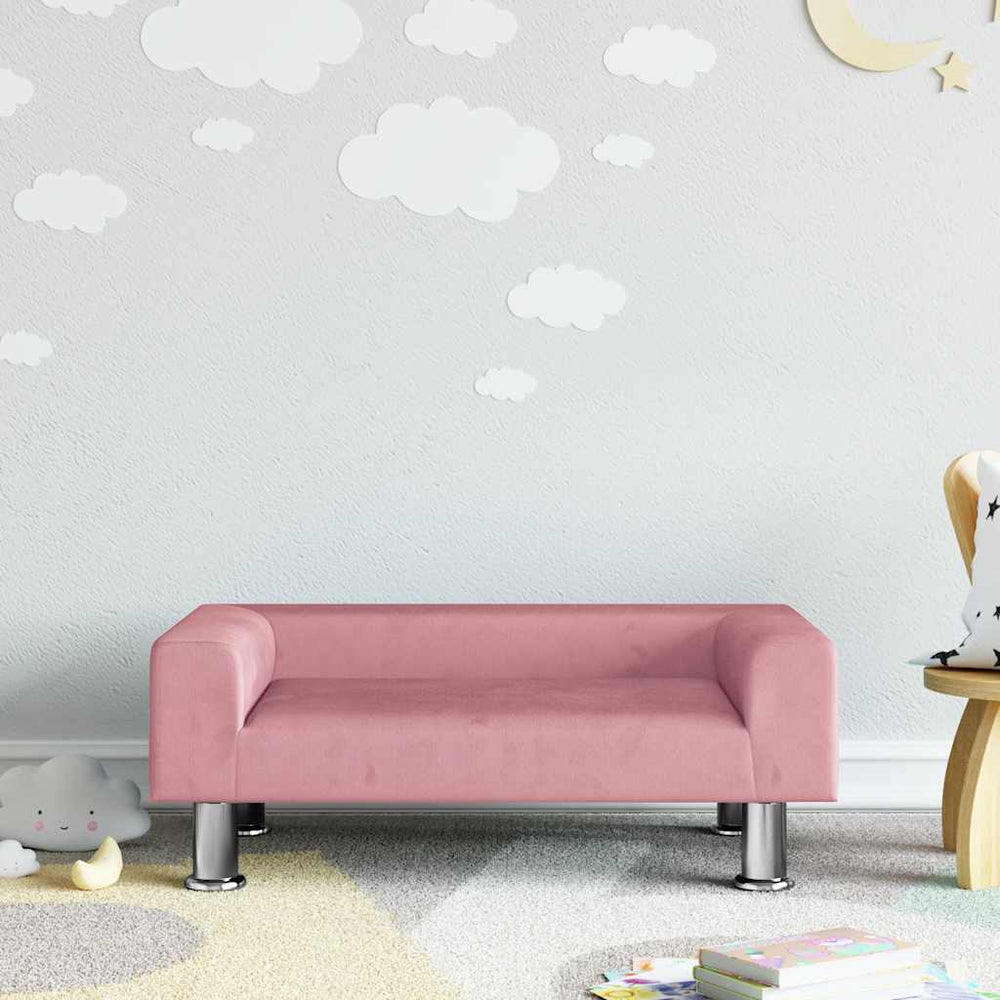 vidaXL Children's Sofa Pink 70x45x26.5 cm Velvet