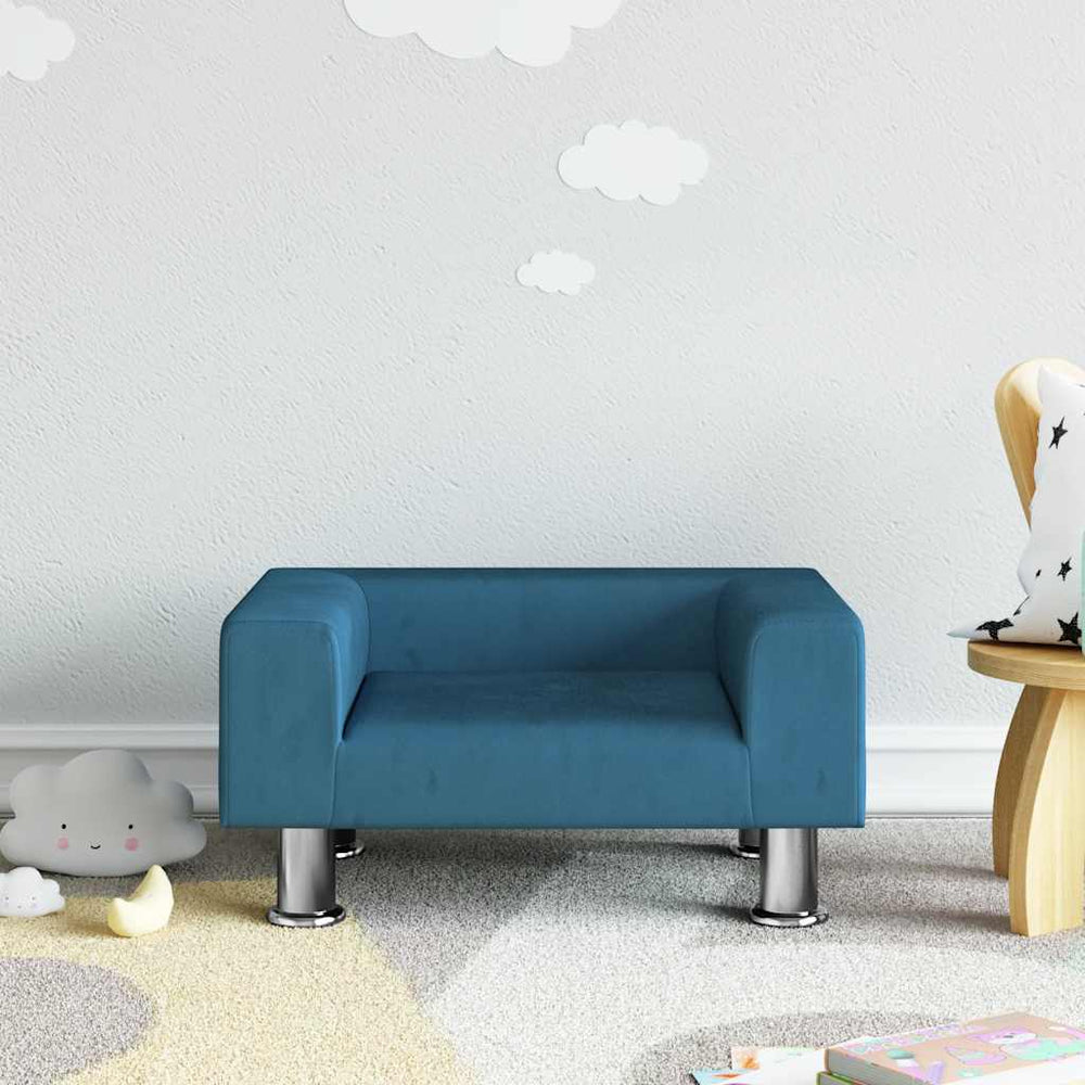 vidaXL Children's Sofa Blue 50x40x26.5 cm Velvet