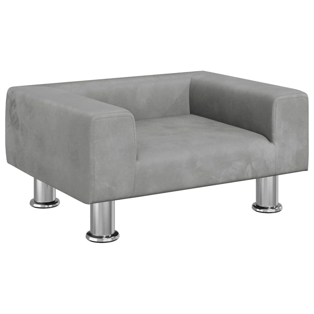 vidaXL Kids' Sofa Light Grey 50x40x26.5 cm Velvet