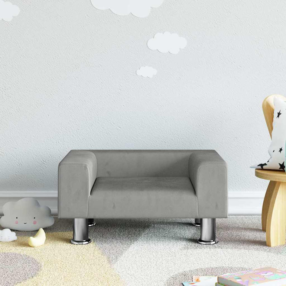 vidaXL Kids' Sofa Light Grey 50x40x26.5 cm Velvet