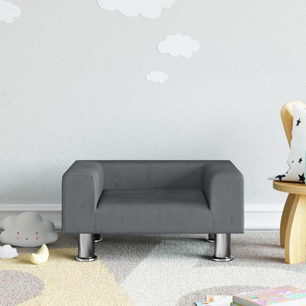 vidaXL Kids Sofa Dark Grey 50x40x26.5 cm Velvet