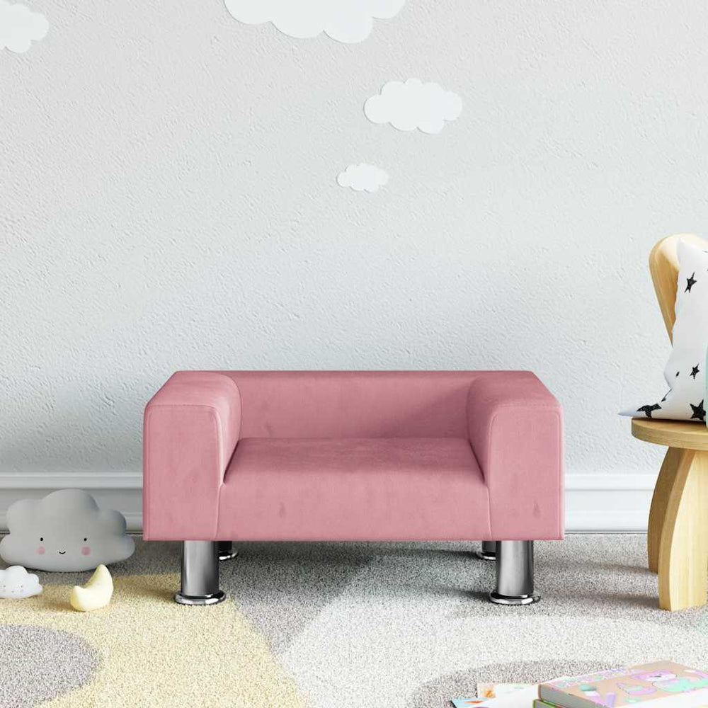 vidaXL Kids Sofa Pink 50x40x26.5 cm Velvet