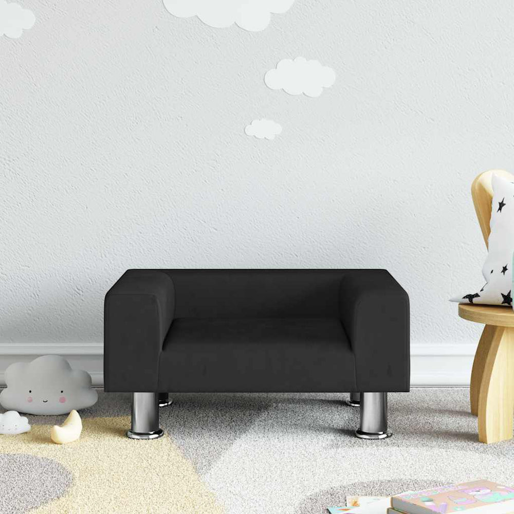 vidaXL Kids' Sofa Black 50x40x26.5 cm Velvet