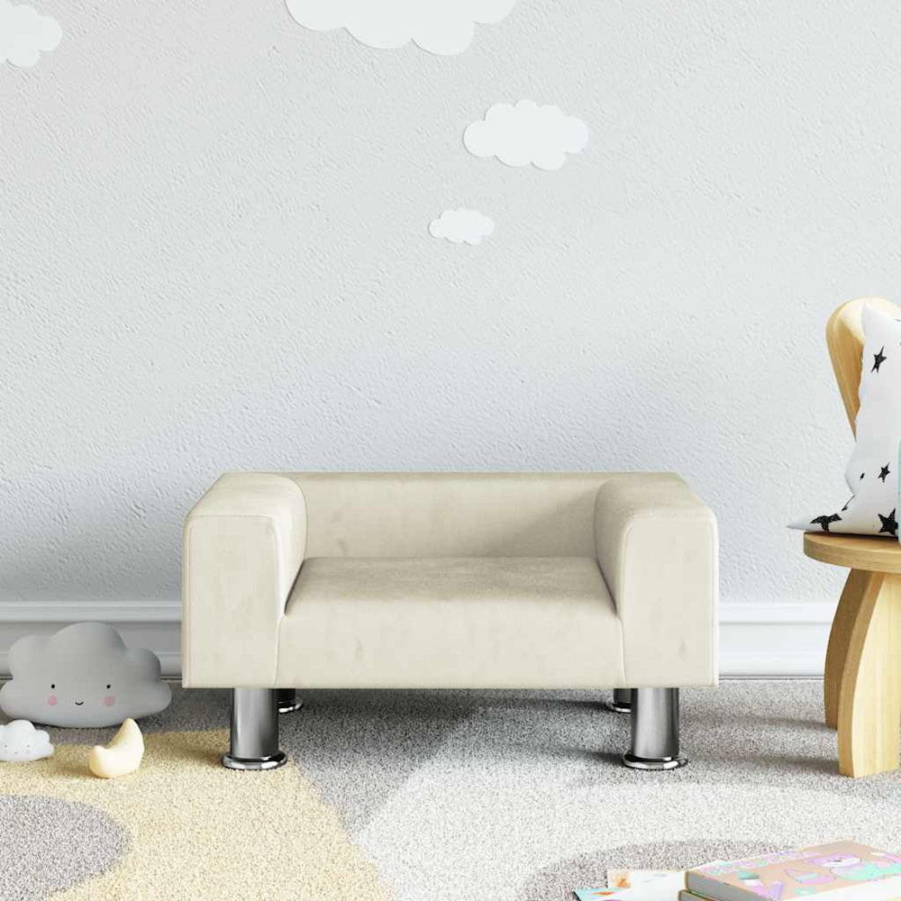 vidaXL Kids' Sofa Cream 50x40x26.5 cm Velvet