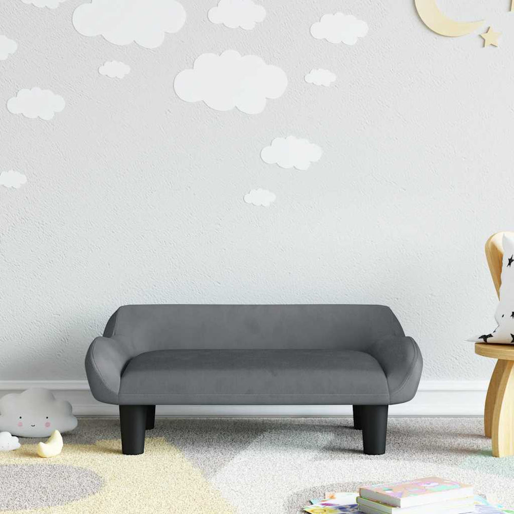 vidaXL Kids Sofa Dark Grey 70x40x24 cm Velvet