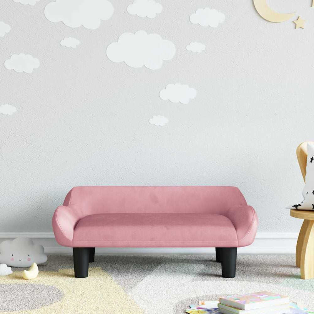 vidaXL Kids' Sofa Pink 70x40x24 cm Velvet