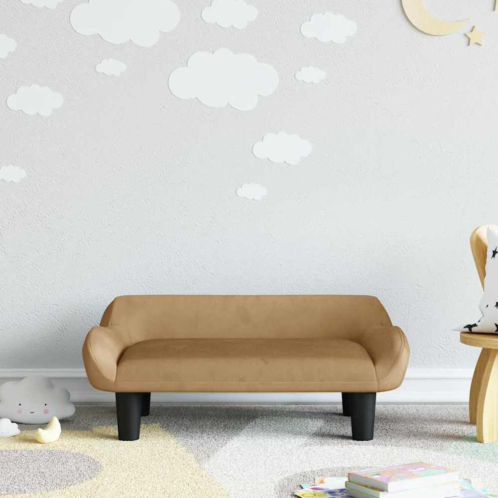 vidaXL Kids Sofa Brown 70x40x24 cm Velvet