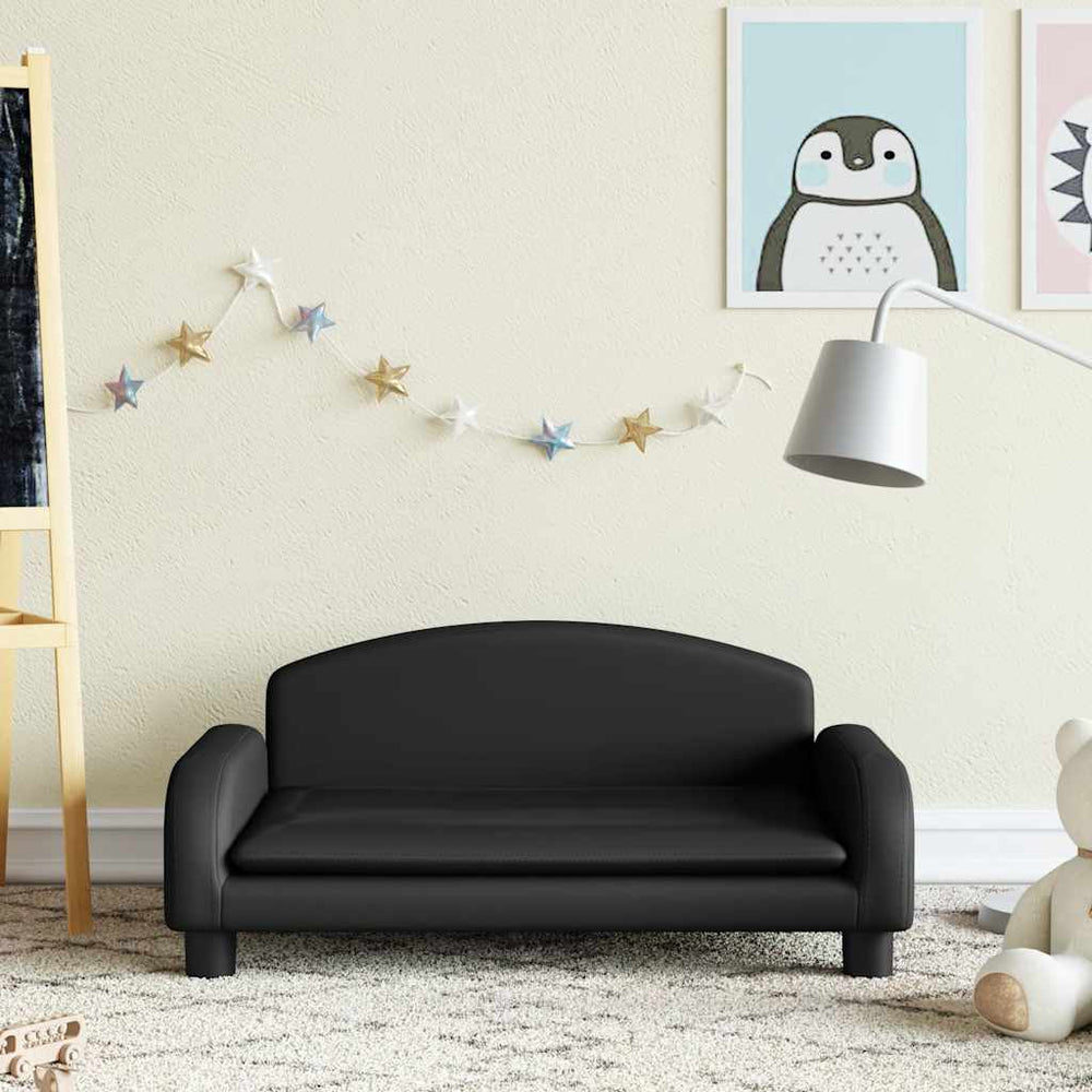 vidaXL Kids Sofa Black 70x45x30 cm Faux Leather