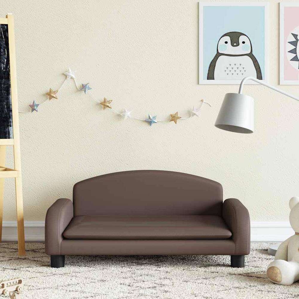 vidaXL Kids Sofa Brown 70x45x30 cm Faux Leather