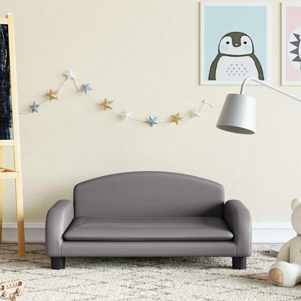 vidaXL Kids Sofa Grey 70x45x30 cm Faux Leather