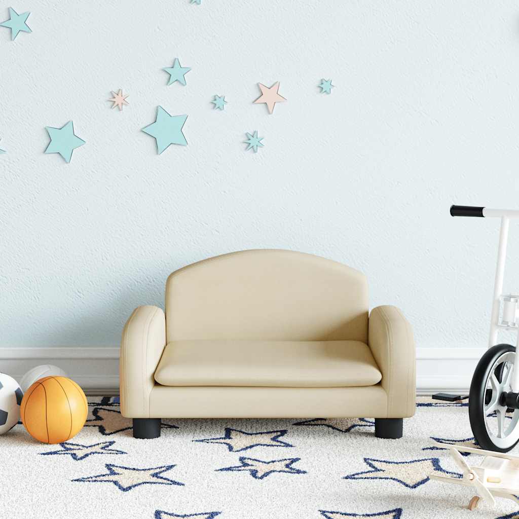 vidaXL Kids' Sofa Cream 50x40x30 cm Fabric