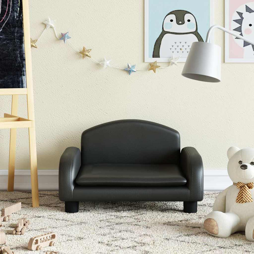 vidaXL Children's Sofa Black 50x40x30 cm Faux Leather