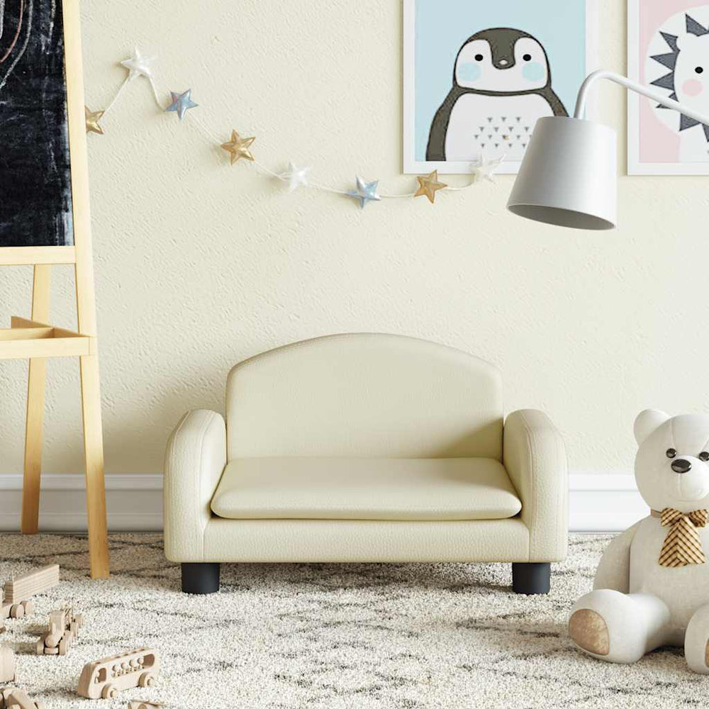 vidaXL Kids Sofa Cream 50x40x30 cm Faux Leather