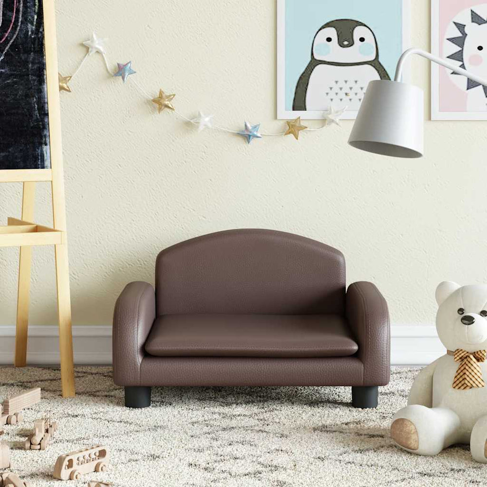 vidaXL Kids Sofa Brown 50x40x30 cm Faux Leather