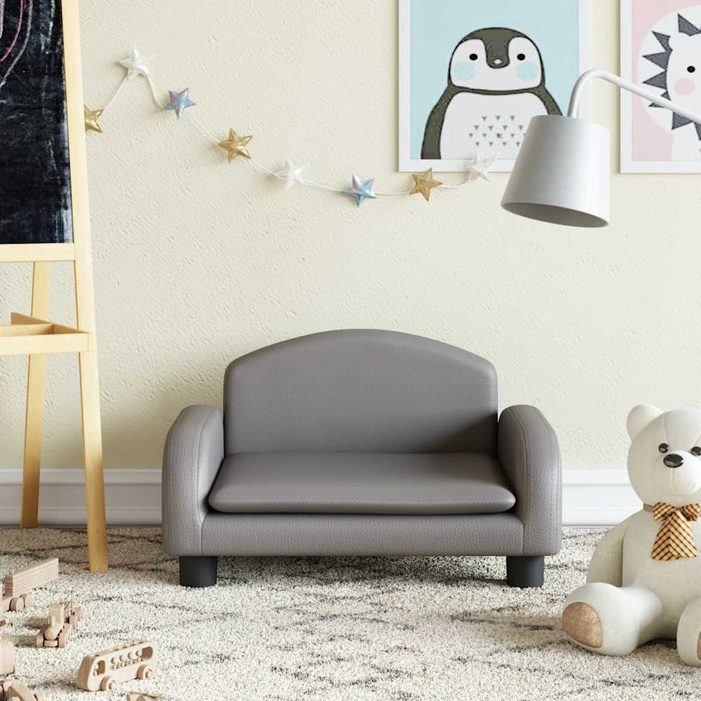 vidaXL Kids Sofa Grey 50x40x30 cm Faux Leather
