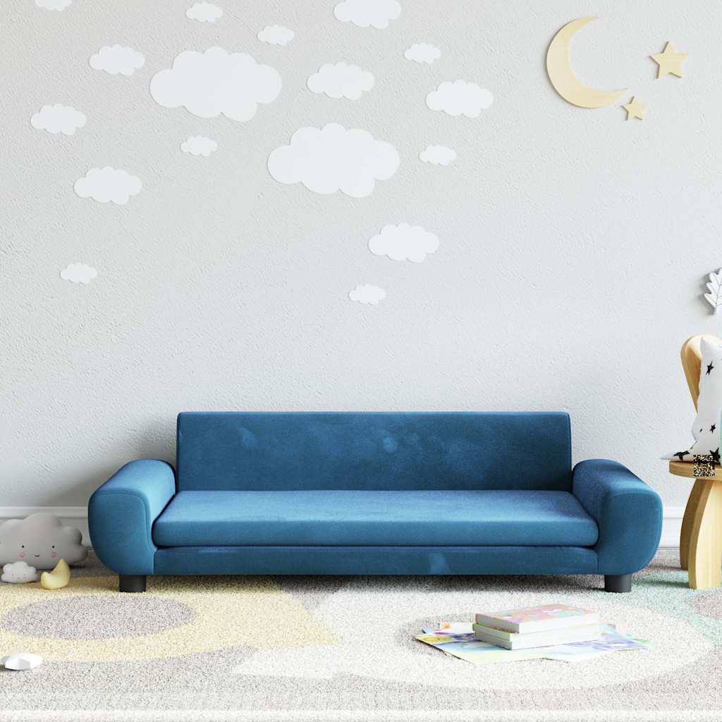 vidaXL Kids Sofa Blue 100x54x33 cm Velvet