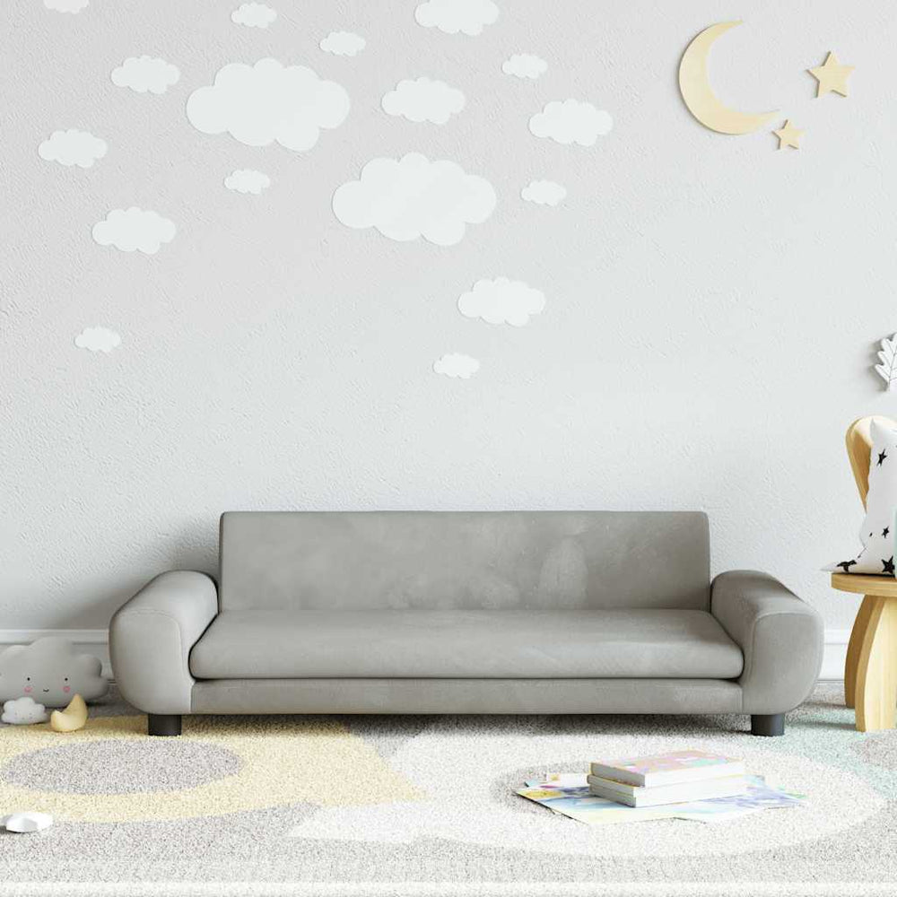 vidaXL Kids' Sofa Light Gray 100x54x33 cm Velvet