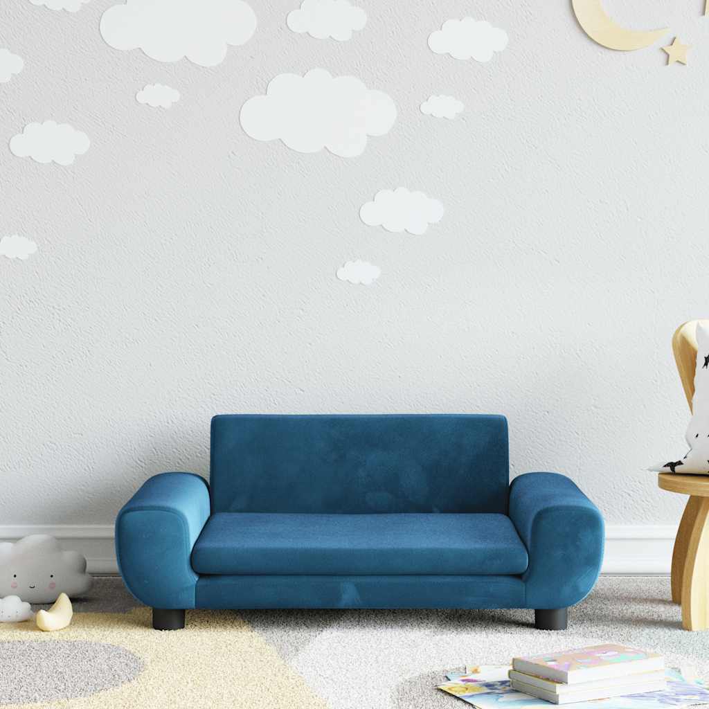 vidaXL Kids Sofa Blue 70x45x33 cm Velvet