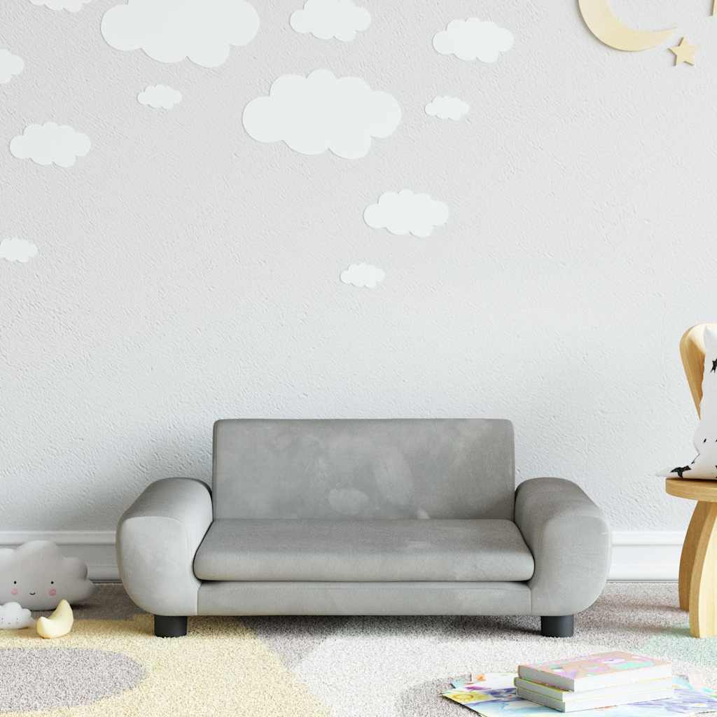 vidaXL Kids' Sofa Light Grey 70x45x33 cm Velvet