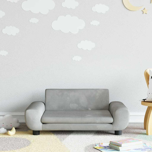 vidaXL Kids' Sofa Light Grey 70x45x33 cm Velvet