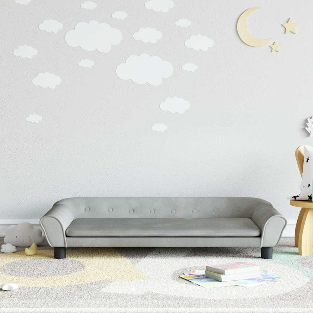 vidaXL Kids' Sofa Light Grey 100x50x26 cm Velvet