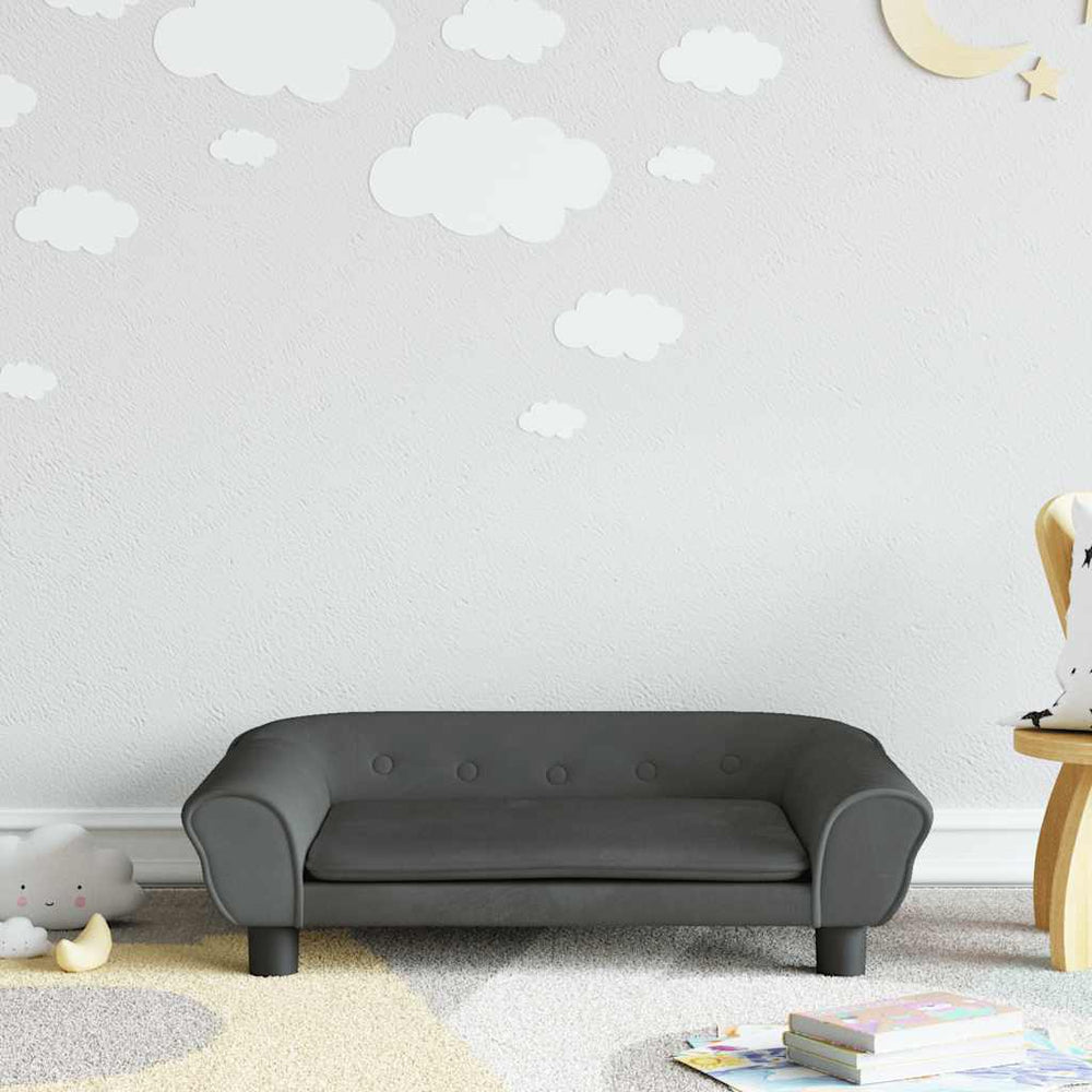 vidaXL Kids' Sofa Dark Gray 70x45x26 cm Velvet