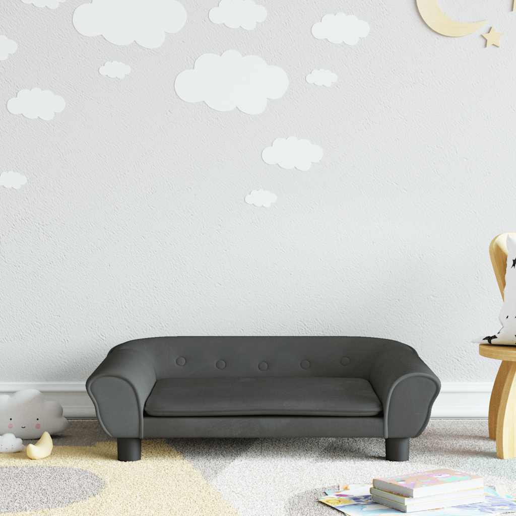 vidaXL Kids' Sofa Dark Gray 70x45x26 cm Velvet
