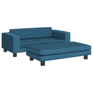 vidaXL Kids' Sofa with Footstool Blue 100x50x30 cm Velvet