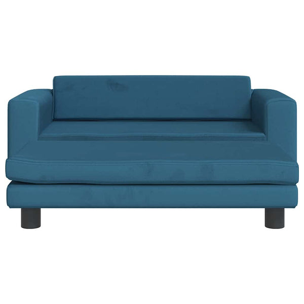 vidaXL Kids' Sofa with Footstool Blue 100x50x30 cm Velvet
