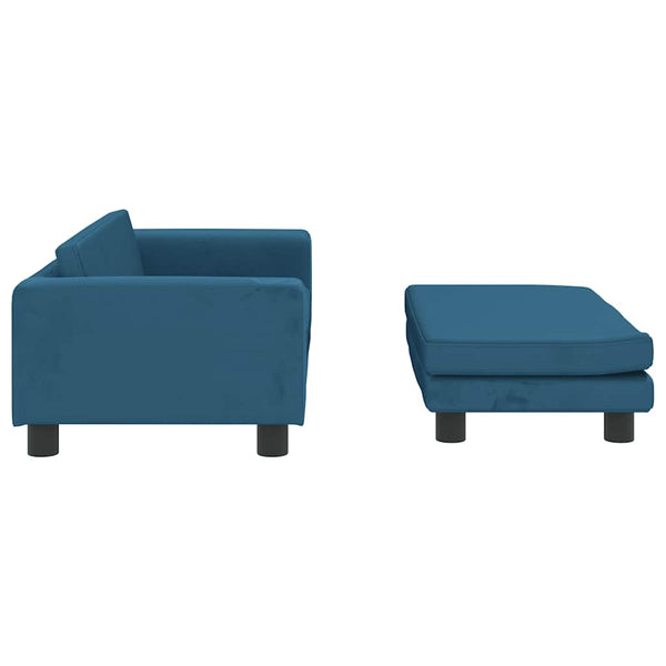 vidaXL Kids' Sofa with Footstool Blue 100x50x30 cm Velvet