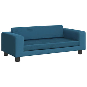 vidaXL Kids' Sofa with Footstool Blue 100x50x30 cm Velvet