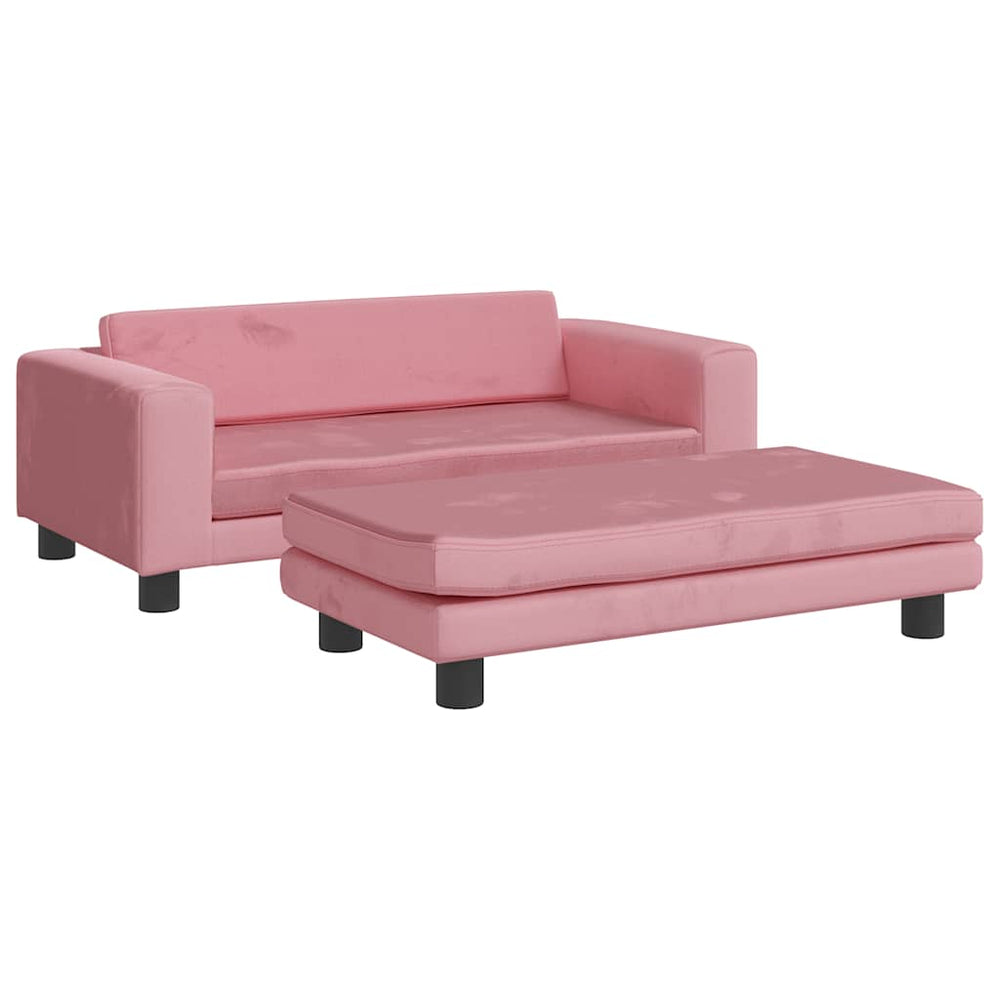 vidaXL Kids Sofa with Stool Pink 100x50x30 cm Velvet