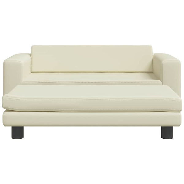 vidaXL Kids Sofa with Stool Cream 100x50x30 cm Faux Leather
