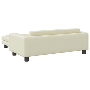 vidaXL Kids Sofa with Stool Cream 100x50x30 cm Faux Leather