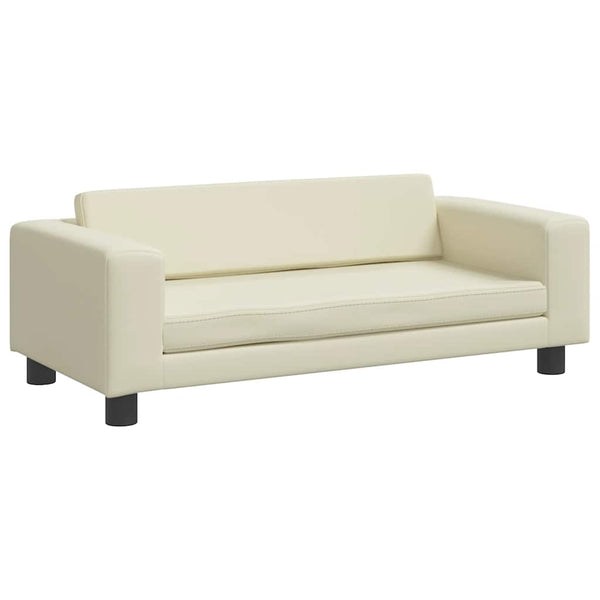 vidaXL Kids Sofa with Stool Cream 100x50x30 cm Faux Leather
