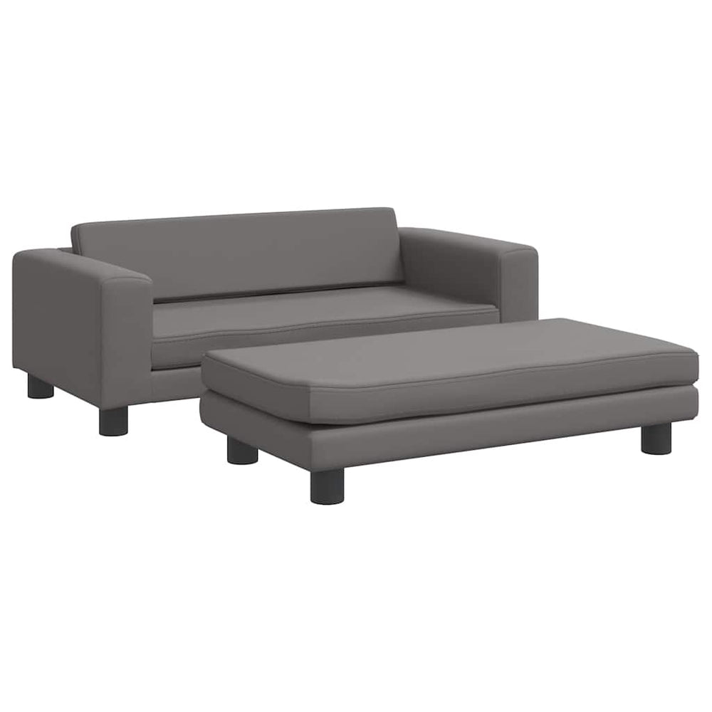 vidaXL Kids Sofa with Stool Grey 100x50x30 cm Faux Leather