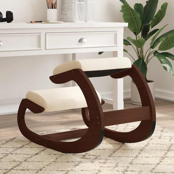 vidaXL Ergonomic Kneeling Chair Cream 55x84x55 cm Birch Plywood