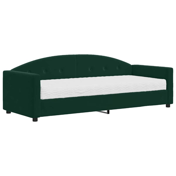 vidaXL Day Bed with Mattress Dark Green 90x200 cm Velvet