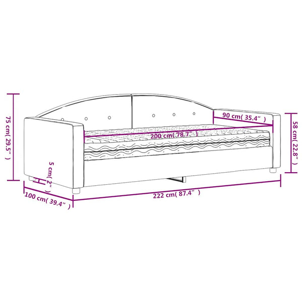 vidaXL Day Bed with Mattress Dark Green 90x200 cm Velvet
