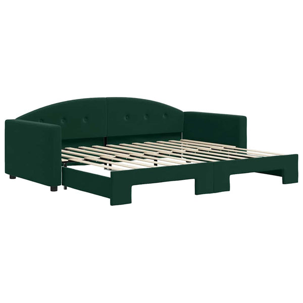 vidaXL Extendable Daybed Dark Green 90x200 cm Velvet