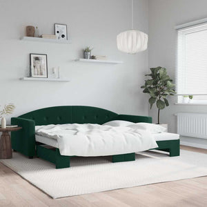 vidaXL Extendable Daybed Dark Green 90x200 cm Velvet