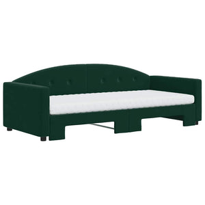 vidaXL Extendable Day Bed with Mattresses Dark Green 90x200 cm Velvet