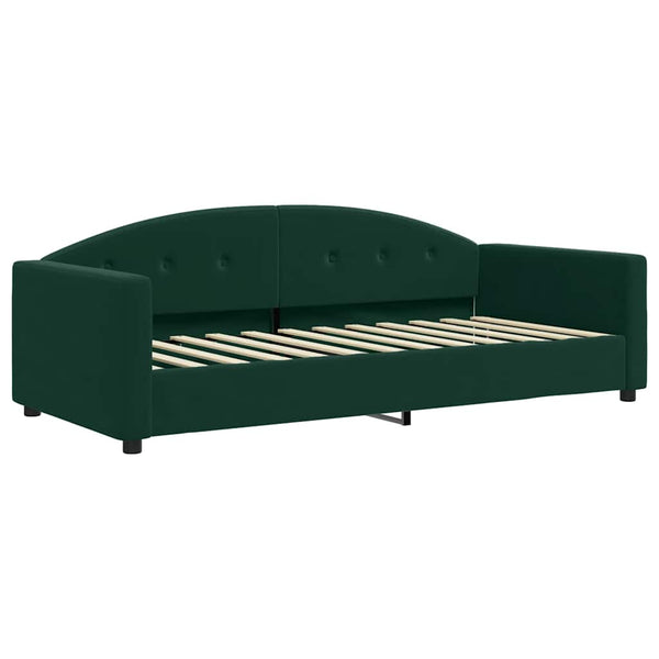 vidaXL Extendable Day Bed with Mattresses Dark Green 90x200 cm Velvet