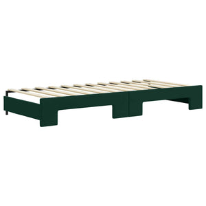 vidaXL Extendable Day Bed with Mattresses Dark Green 90x200 cm Velvet