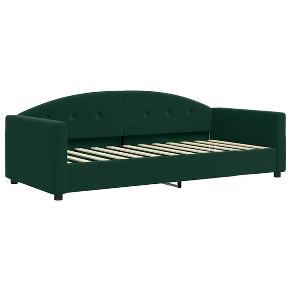 vidaXL Extendable Day Bed with Drawers Dark Green 90x200 cm Velvet
