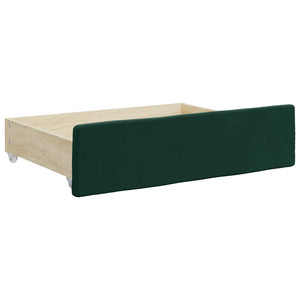 vidaXL Extendable Day Bed with Drawers Dark Green 90x200 cm Velvet